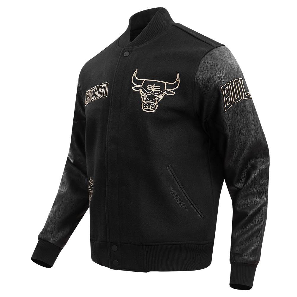 Chicago Bulls Black & Gold Wool Varsity Jacket