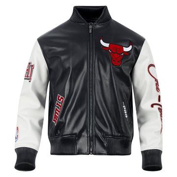 CHICAGO BULLS CITY SIGNATURE M LEATHER VARSITY JACKET