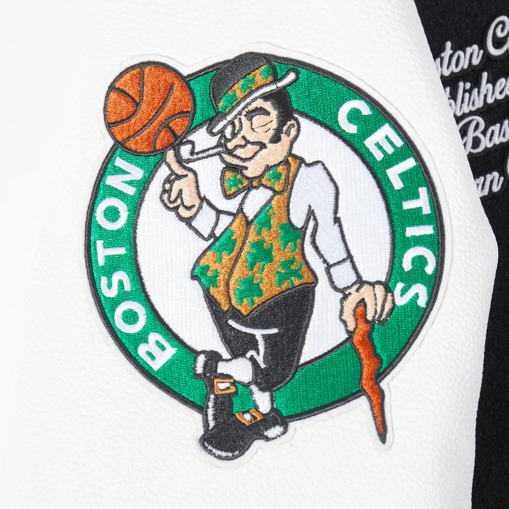 NBA BOSTON CELTICS TEAM PENNANTS MEN'S RIB WOOL VARSITY JACKET