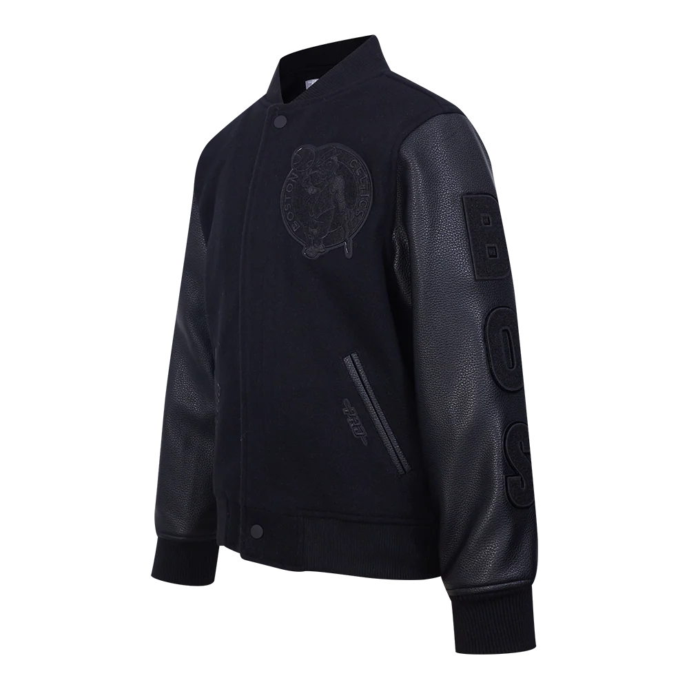 NBA BOSTON CELTICS TRIPLE BLACK BIG BOYS WOOL VARSITY JACKET