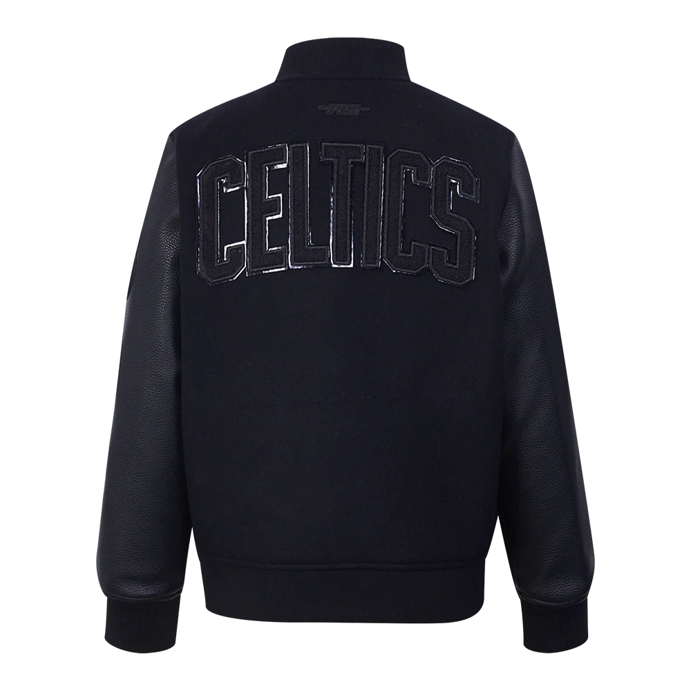 NBA BOSTON CELTICS TRIPLE BLACK BIG BOYS WOOL VARSITY JACKET