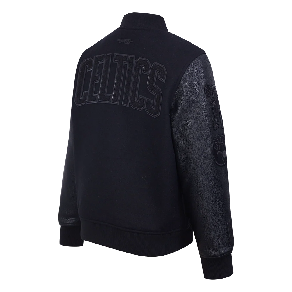 NBA BOSTON CELTICS TRIPLE BLACK BIG BOYS WOOL VARSITY JACKET