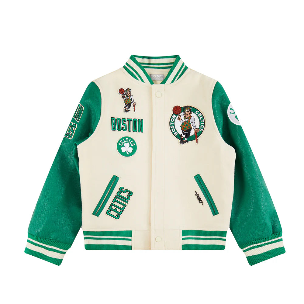 NBA BOSTON CELTICS RETRO CLASSIC BIG BOYS RIB WOOL VARSITY JACKET