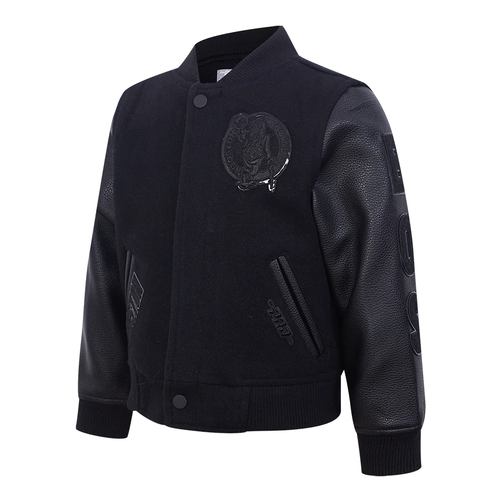 NBA BOSTON CELTICS TRIPLE BLACK TODDLER BOYS WOOL VARSITY JACKET