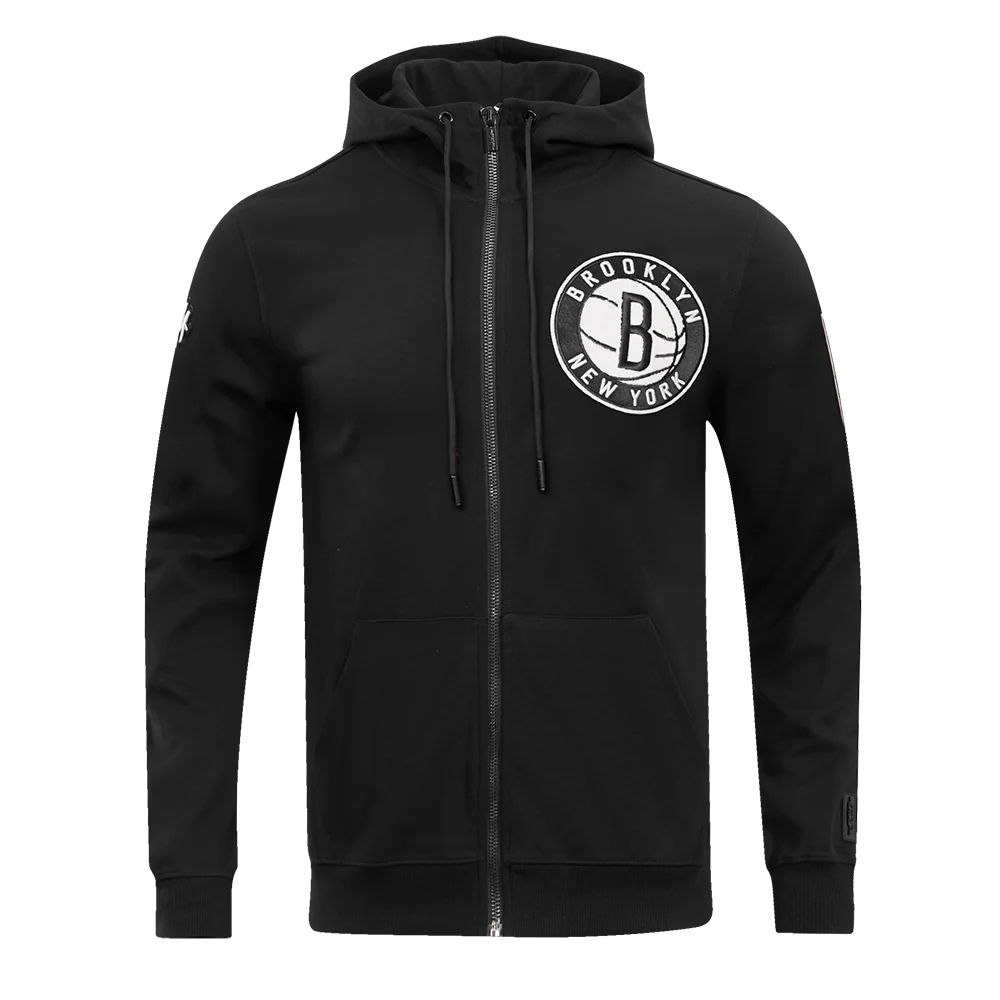 NBA BROOKLYN NETS CLASSIC CHENILLE MEN'S FULL ZIP PULLOVER HOODIE