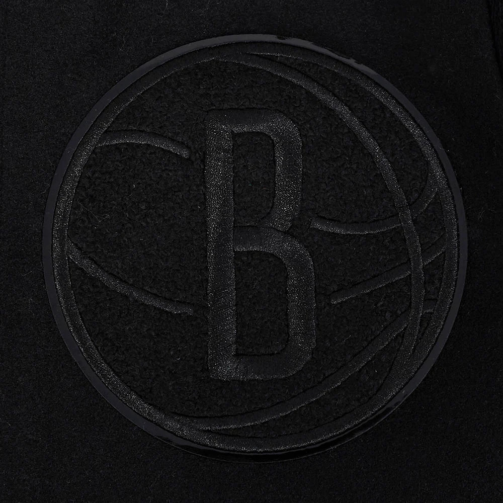 NBA BROOKLYN NETS TRIPLE BLACK BIG BOYS WOOL VARSITY JACKET