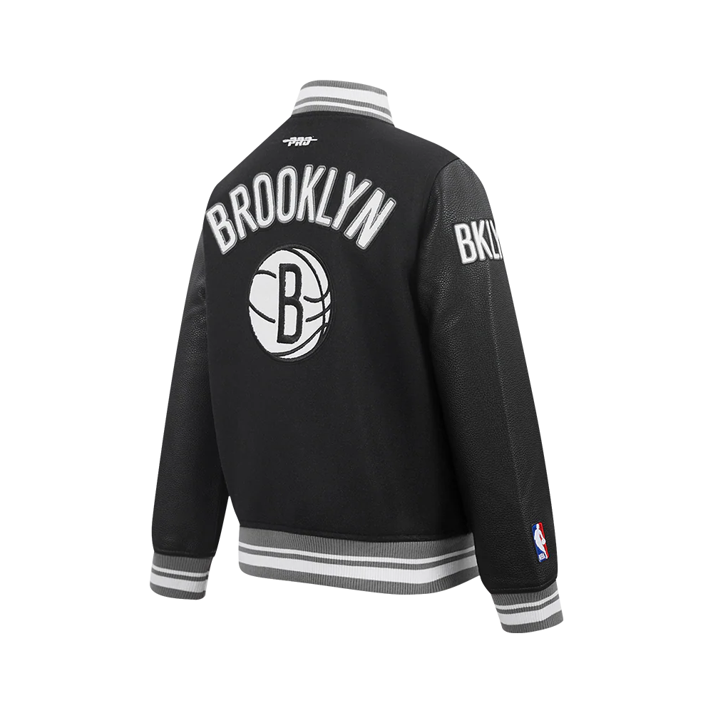 NBA BROOKLYN NETS RETRO CLASSIC BIG BOYS RIB WOOL VARSITY JACKET