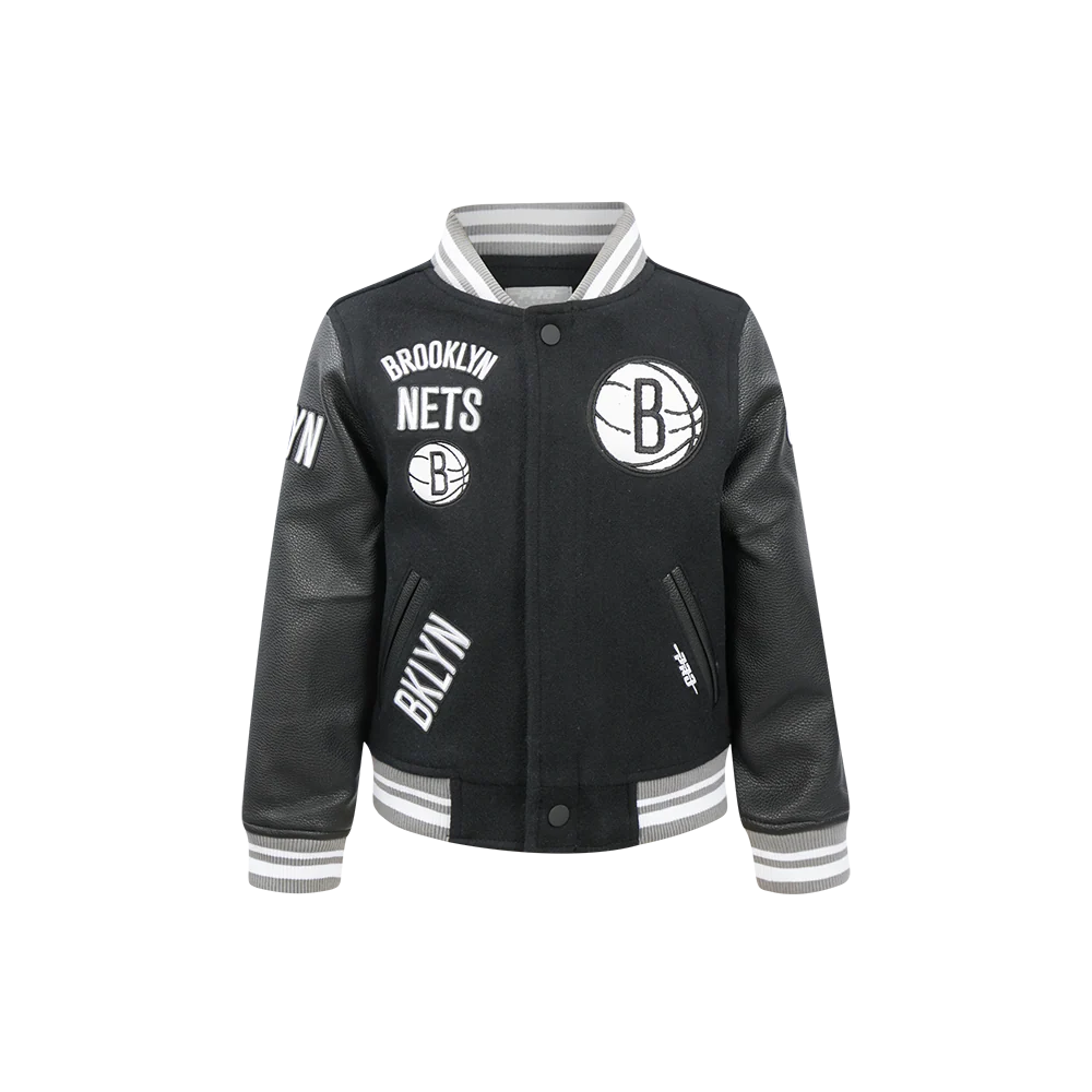 NBA BROOKLYN NETS RETRO CLASSIC LITTLE BOYS RIB WOOL VARSITY JACKET