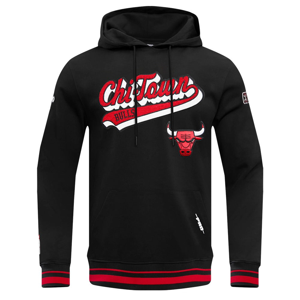 CHICAGO BULLS MEN'S PULL OVER HOODIE SCRIPT TAIL