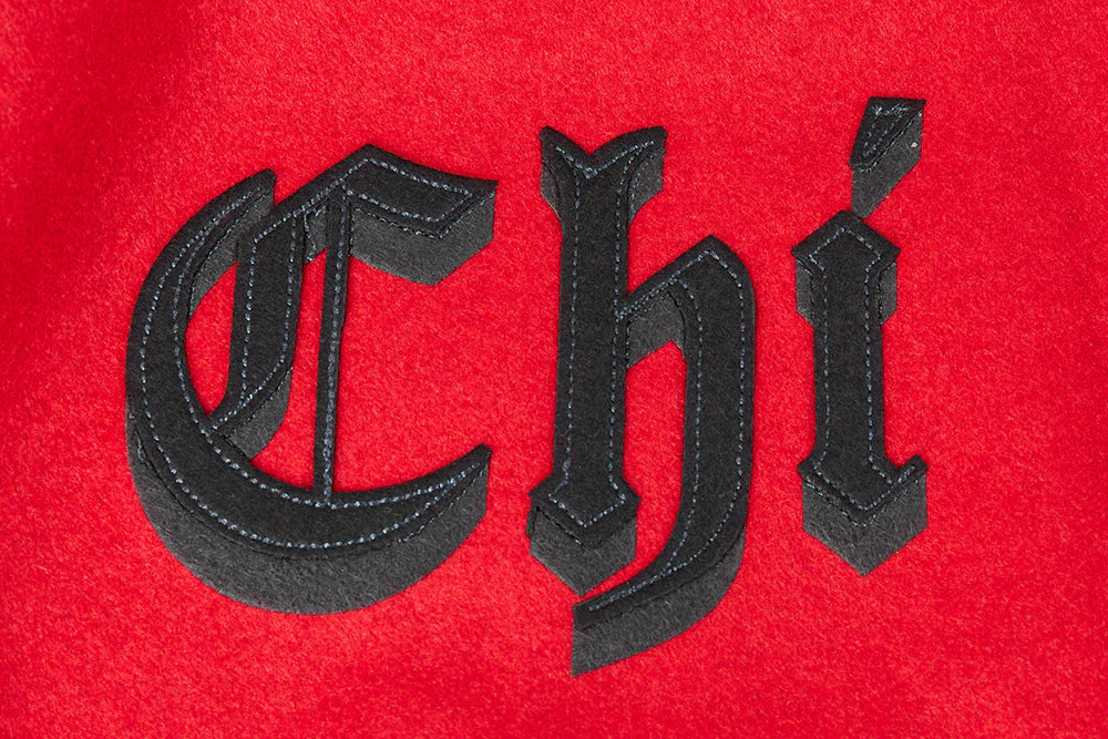 NBA CHICAGO BULLS OLD ENGLISH MEN'S RIB WOOL VARSITY JACKET