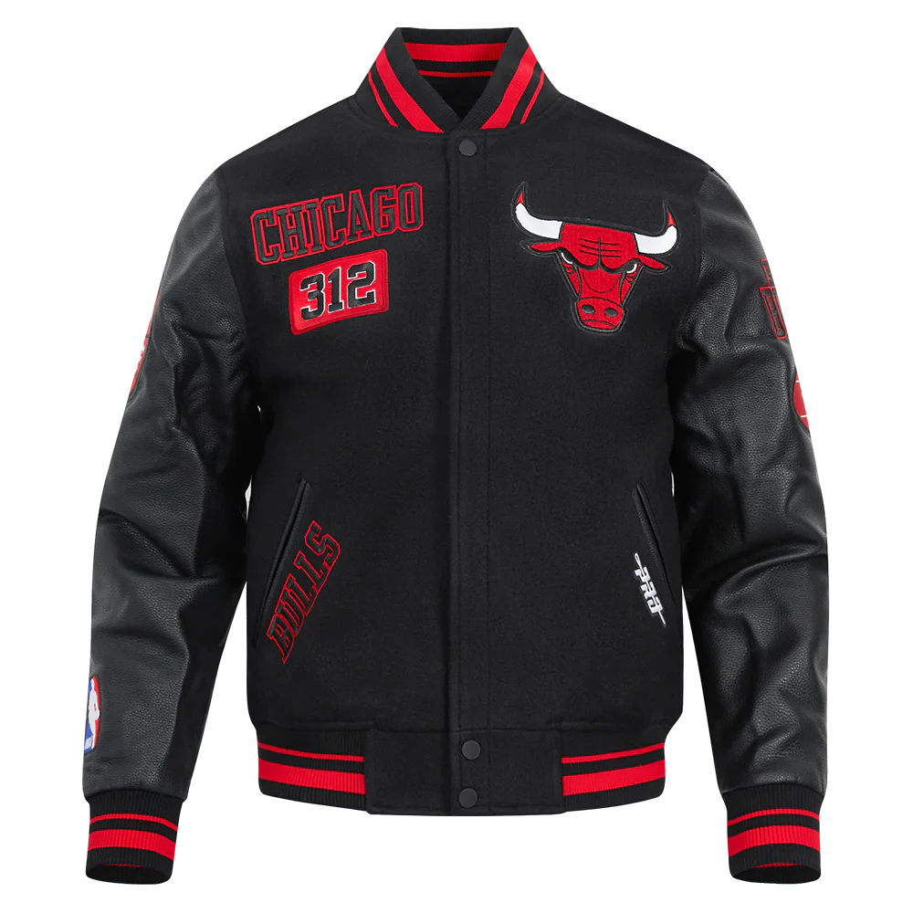 NBA CHICAGO BULLS AREA CODE MEN'S RIB WOOL VARSITY JACKET