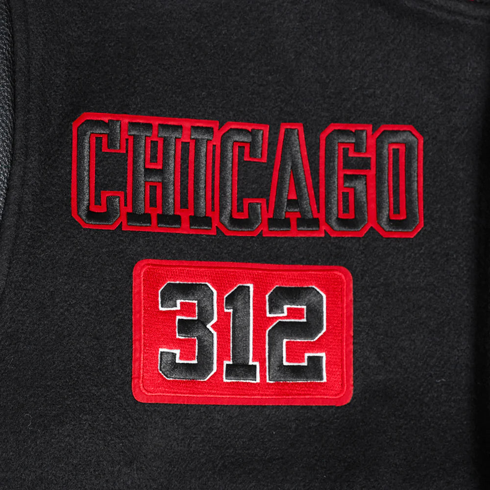 NBA CHICAGO BULLS AREA CODE MEN'S RIB WOOL VARSITY JACKET