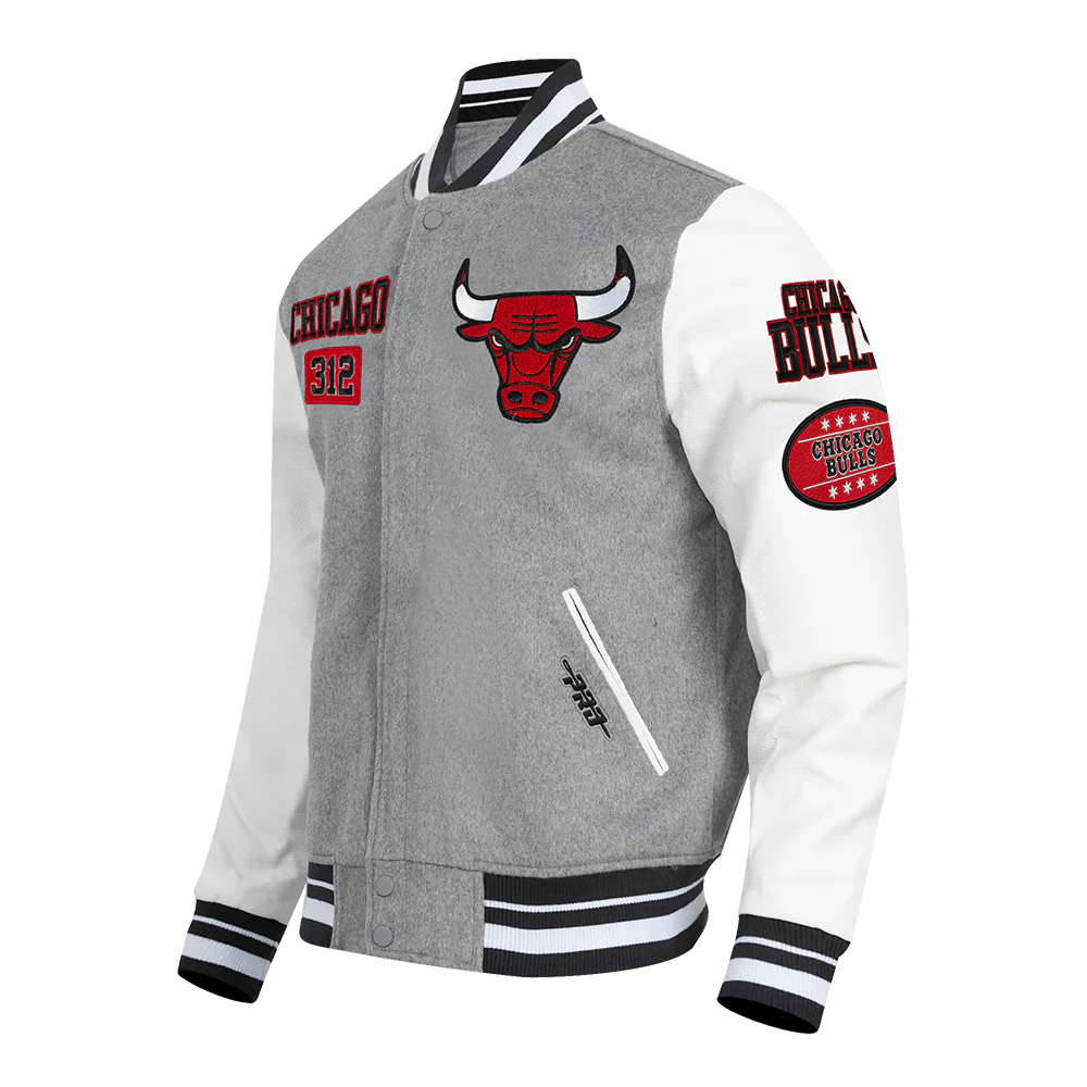NBA CHICAGO BULLS AREA CODE MEN'S RIB WOOL VARSITY JACKET