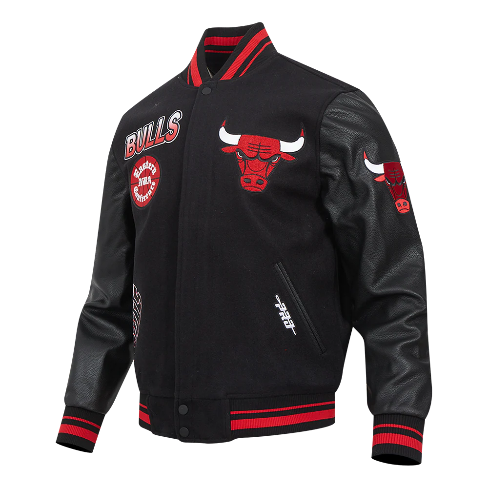 NBA CHICAGO BULLS TURN IT UP MEN'S RIB WOOL VARSITY JACKET