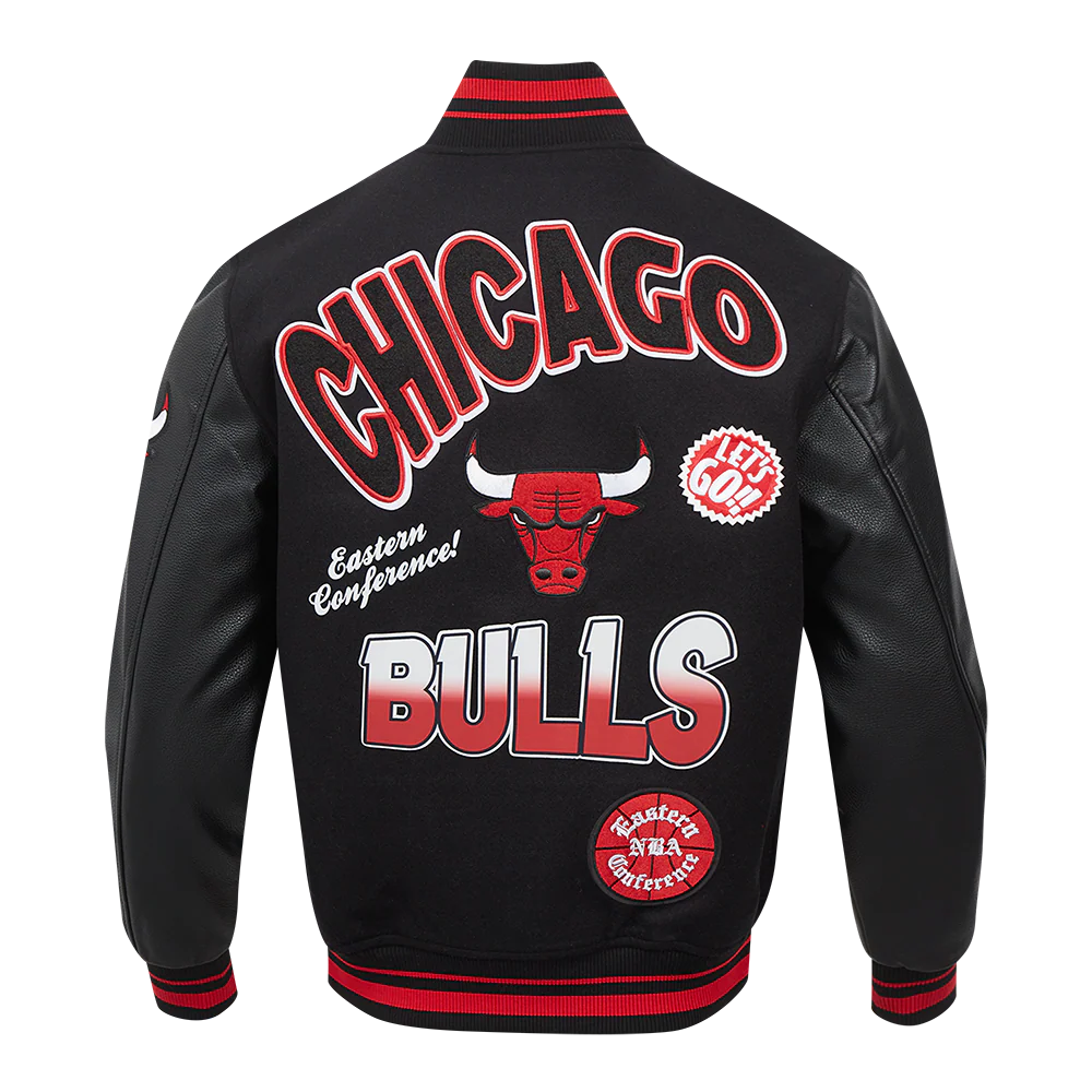 NBA CHICAGO BULLS TURN IT UP MEN'S RIB WOOL VARSITY JACKET