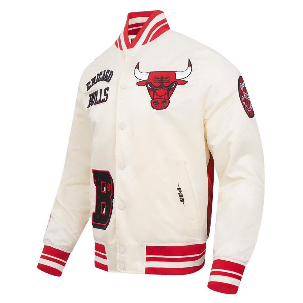 Chicago Bulls Sublimated Satin Jacket-White