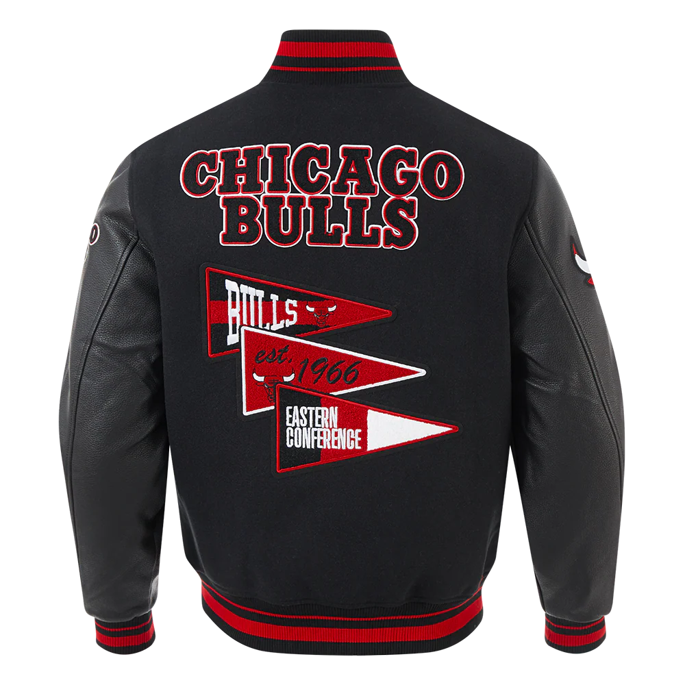 NBA CHICAGO BULLS TEAM PENNANTS MEN'S RIB WOOL VARSITY JACKET