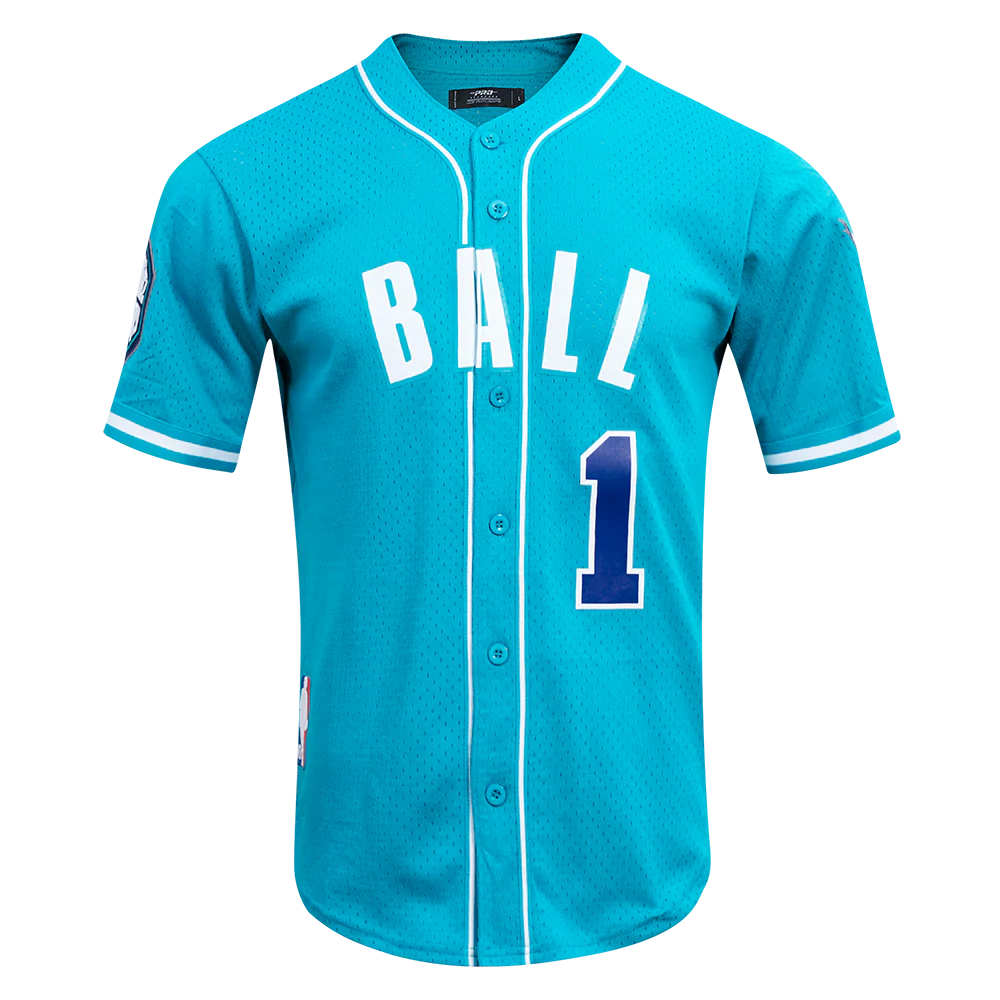 NBA CHARLOTTE HORNETS LAMELO BALL #1 MEN'S MESH BUTTON DOWN SHIRT