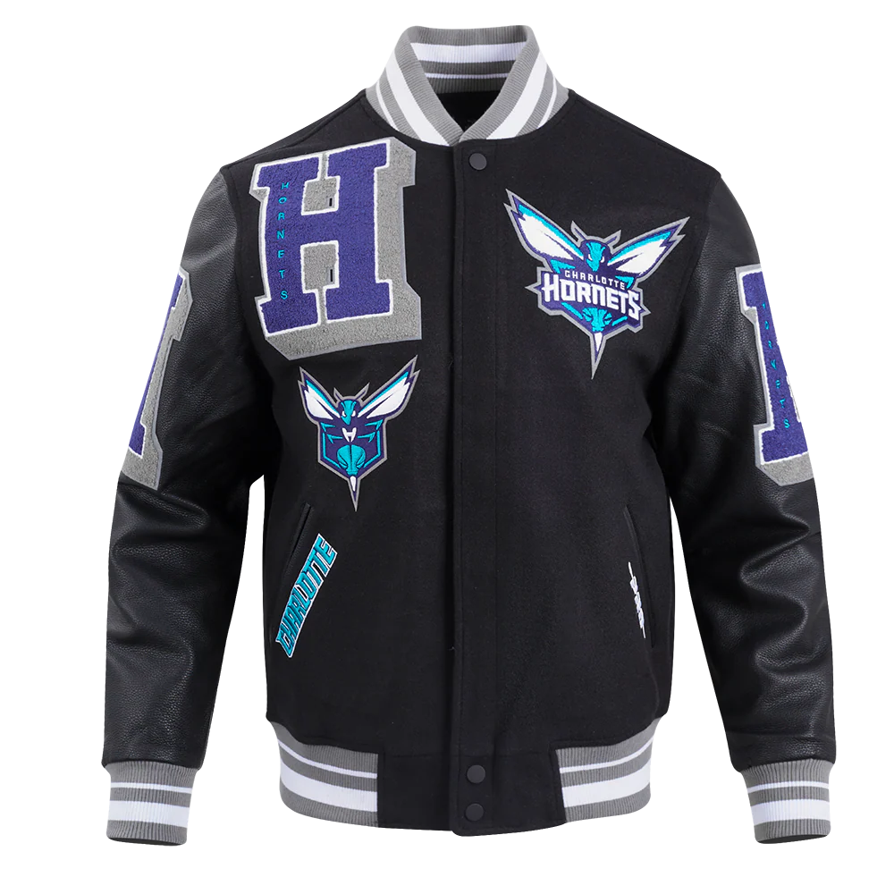 NBA CHARLOTTE HORNETS MASHUP MEN'S RIB WOOL VARSITY JACKET