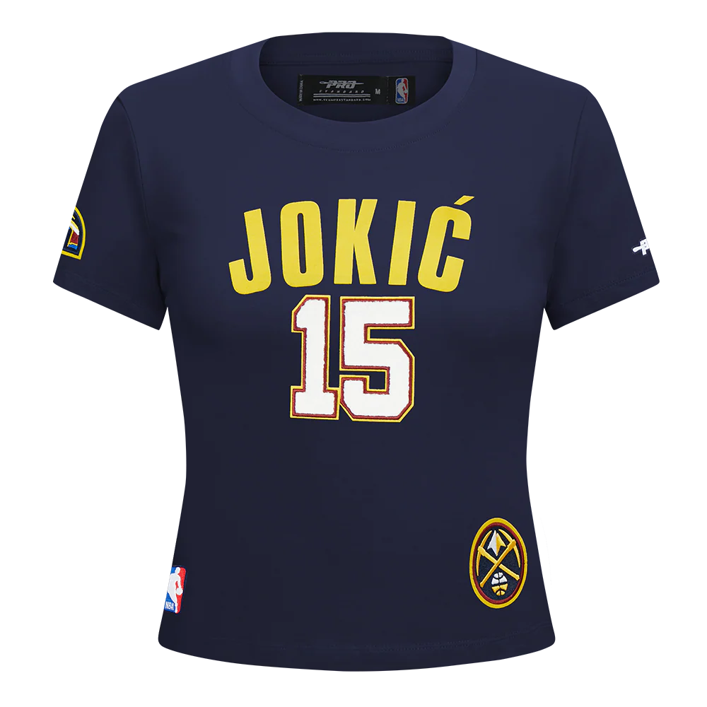 NBA DENVER NUGGETS NIKOLA JOKIC #15 CLASSIC PLAYER NAME AND NUMBER WOMEN'S SJ SLIM FIT TEE