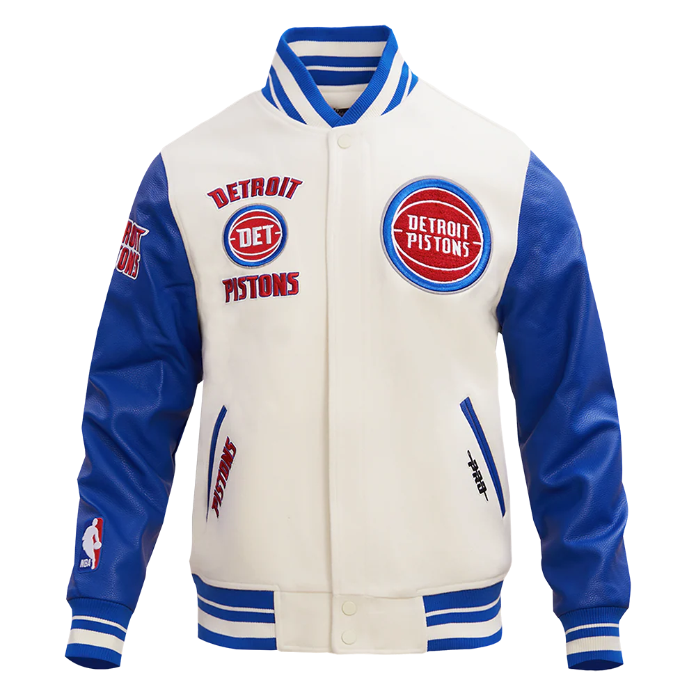 NBA DETROIT PISTONS RETRO CLASSIC MEN'S RIB WOOL VARSITY JACKET