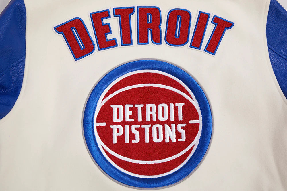 NBA DETROIT PISTONS RETRO CLASSIC MEN'S RIB WOOL VARSITY JACKET