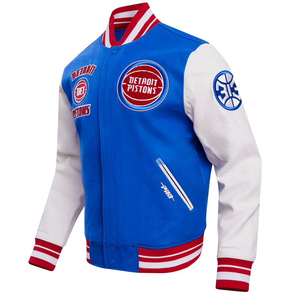 NBA DETROIT PISTONS RETRO CLASSIC MEN'S RIB WOOL VARSITY JACKET