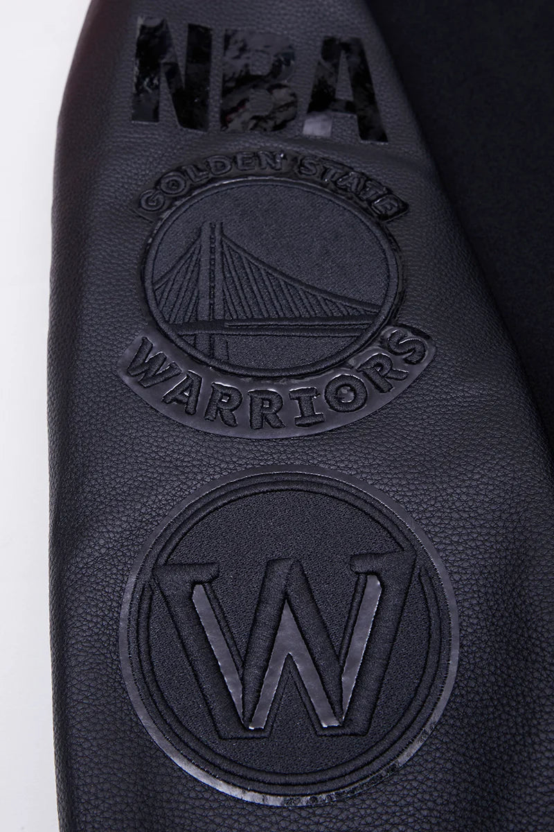 NBA GOLDEN STATE WARRIORS TRIPLE BLACK MEN'S VARSITY JACKET