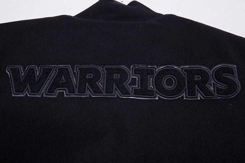 NBA GOLDEN STATE WARRIORS TRIPLE BLACK MEN'S VARSITY JACKET