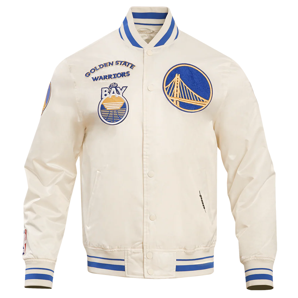 NBA GOLDEN STATE WARRIORS RETRO CLASSIC MEN'S RIB SATIN JACKET