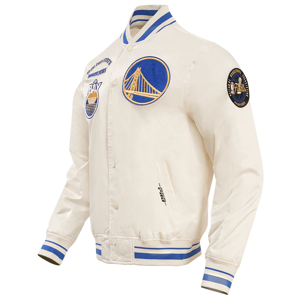 NBA GOLDEN STATE WARRIORS RETRO CLASSIC MEN'S RIB SATIN JACKET
