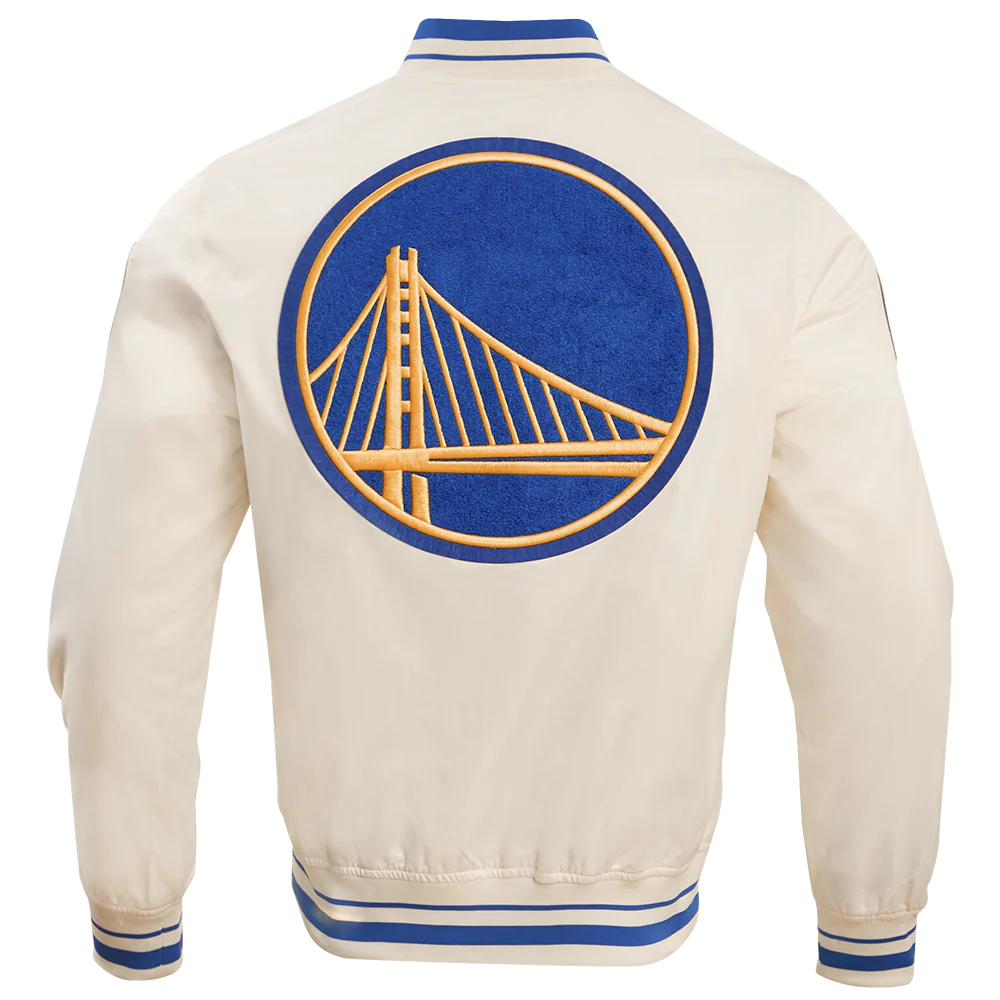 NBA GOLDEN STATE WARRIORS RETRO CLASSIC MEN'S RIB SATIN JACKET