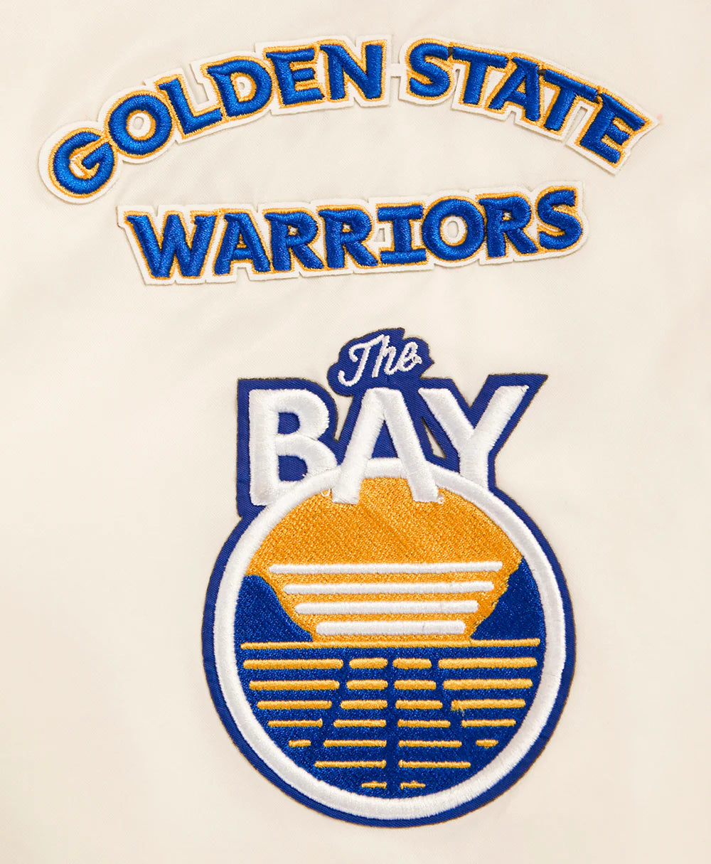 NBA GOLDEN STATE WARRIORS RETRO CLASSIC MEN'S RIB SATIN JACKET
