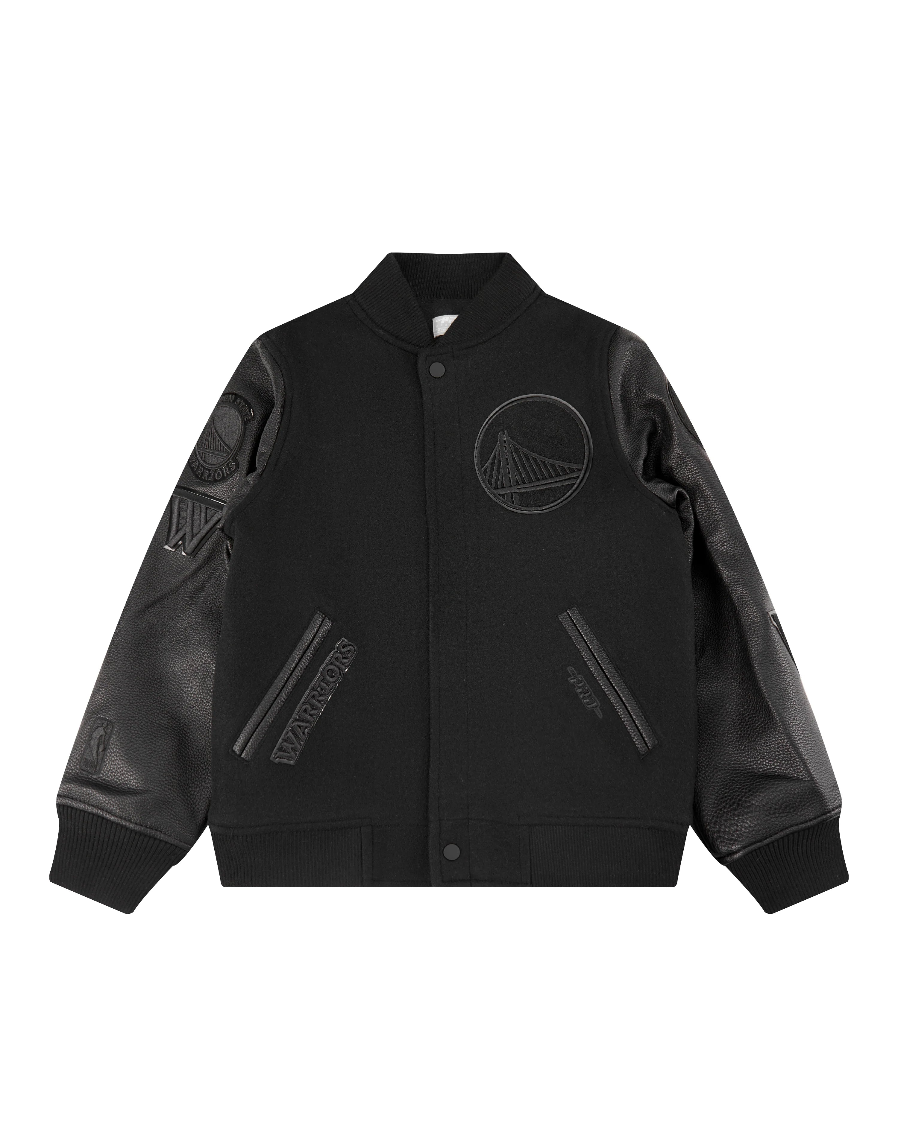 NBA GOLDEN STATE WARRIORS TRIPLE BLACK BIG BOYS WOOL VARSITY JACKET