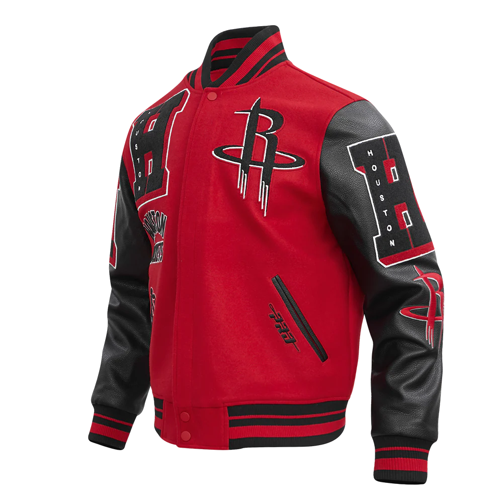 NBA HOUSTON ROCKETS MASHUP MEN'S RIB WOOL VARSITY JACKET