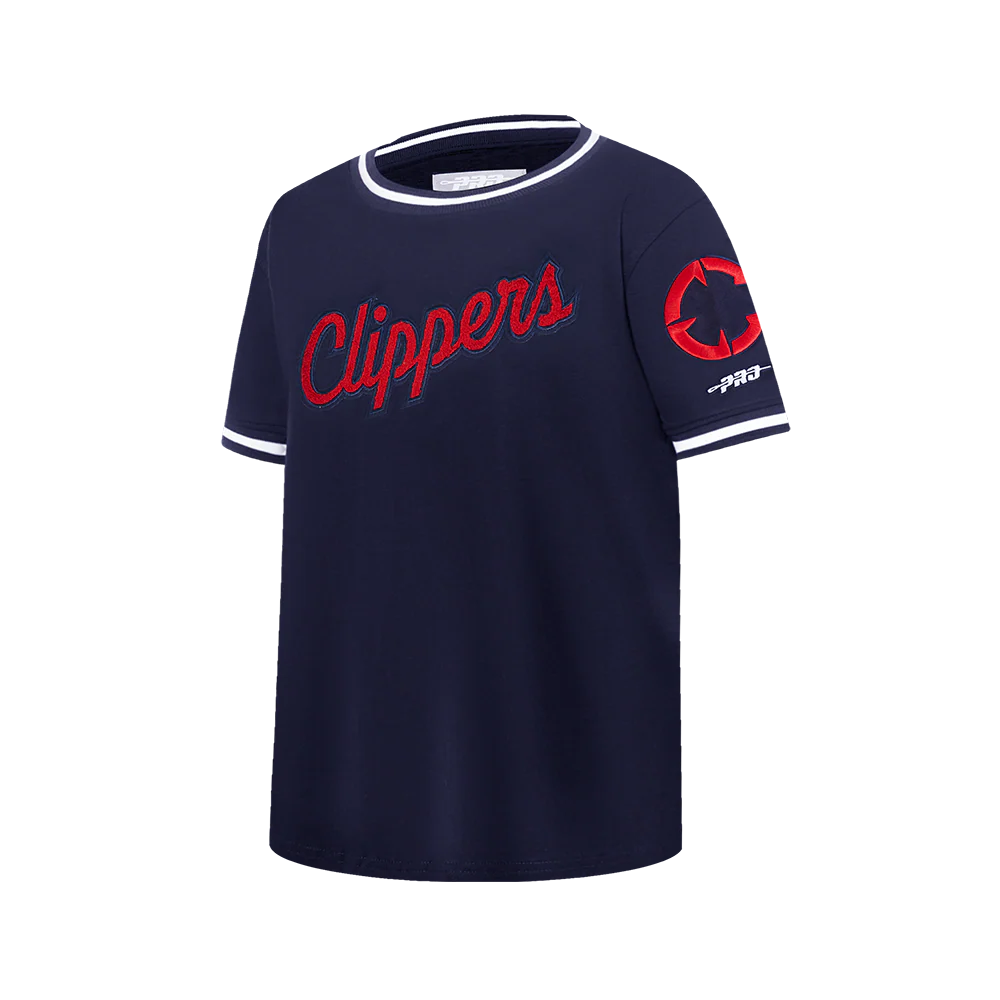 NBA LOS ANGELES CLIPPERS CLASSIC BIG BOYS SHORT SLEEVE STRIPED RIB TEE