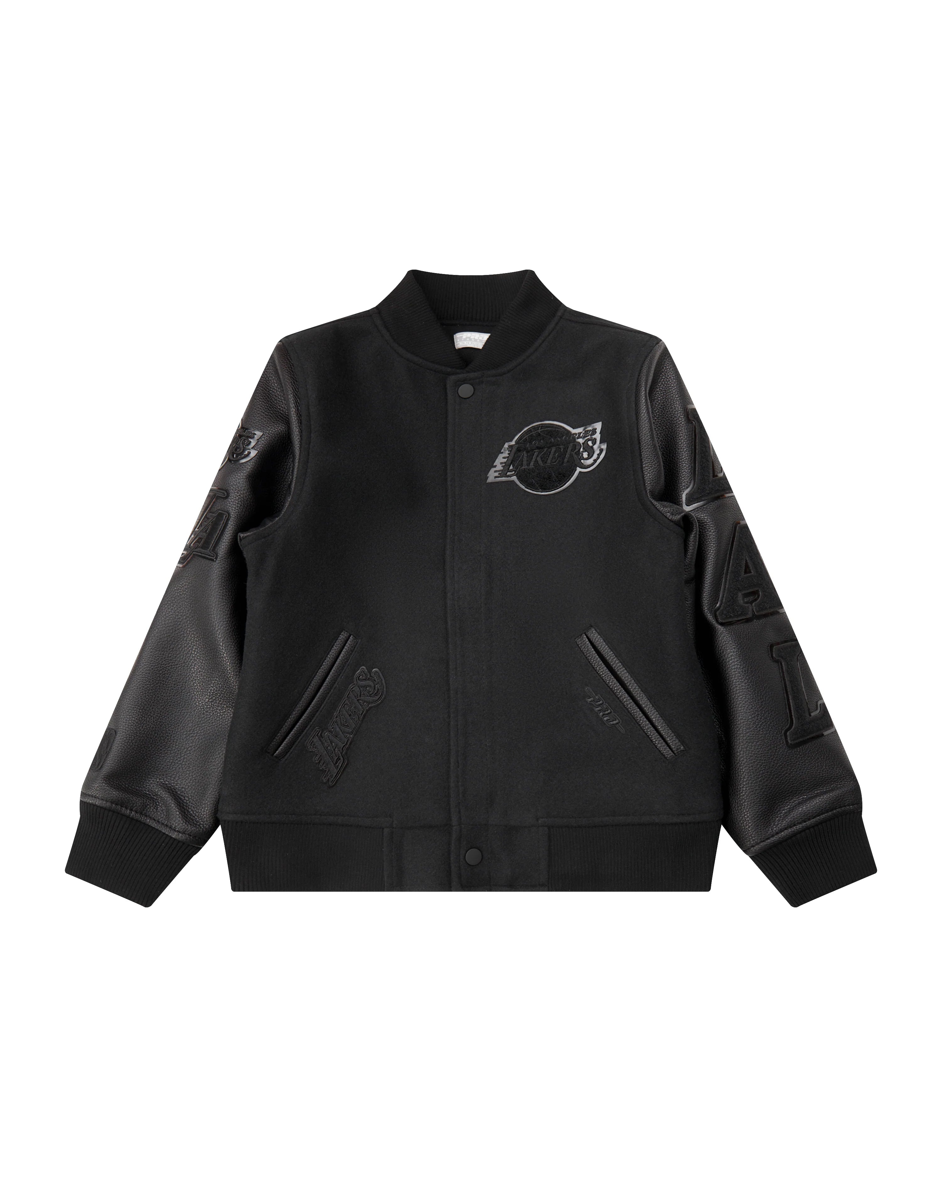 NBA LOS ANGELES LAKERS TRIPLE BLACK BIG BOYS WOOL VARSITY JACKET