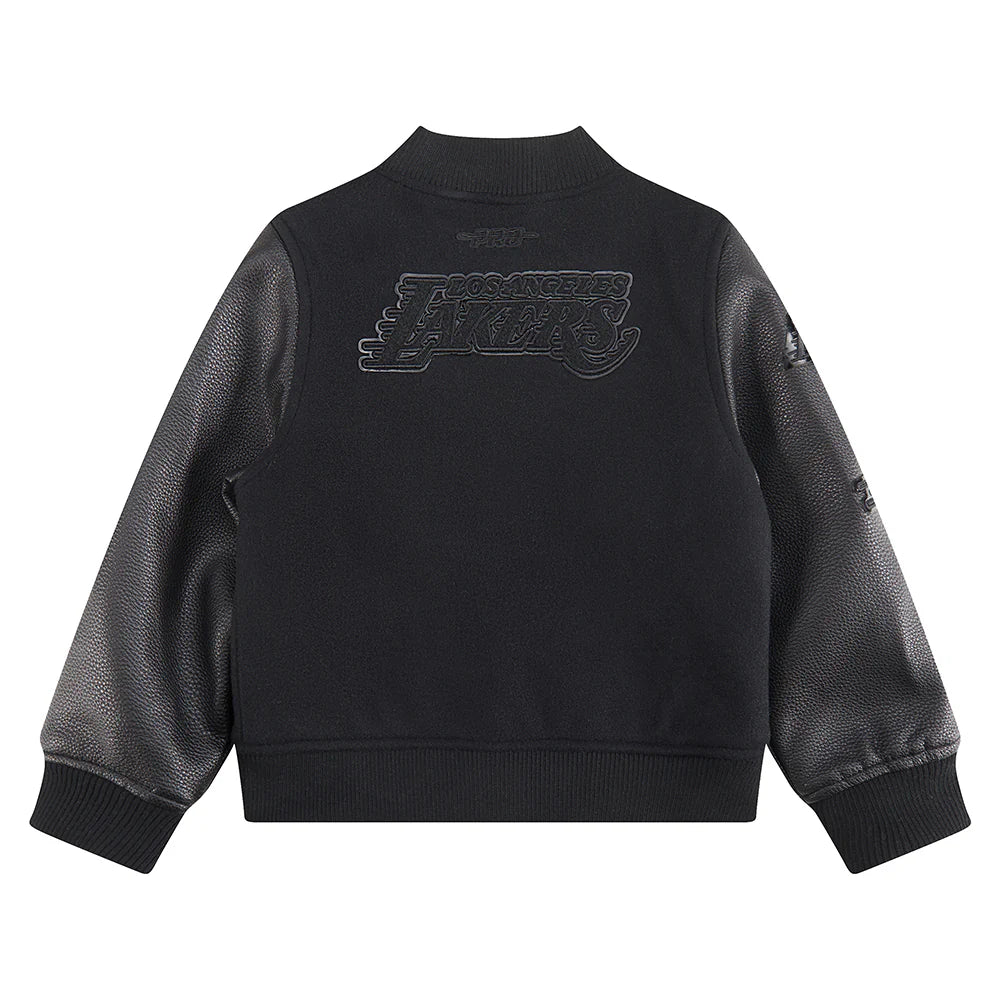 NBA LOS ANGELES LAKERS TRIPLE BLACK TODDLER BOYS WOOL VARSITY JACKET