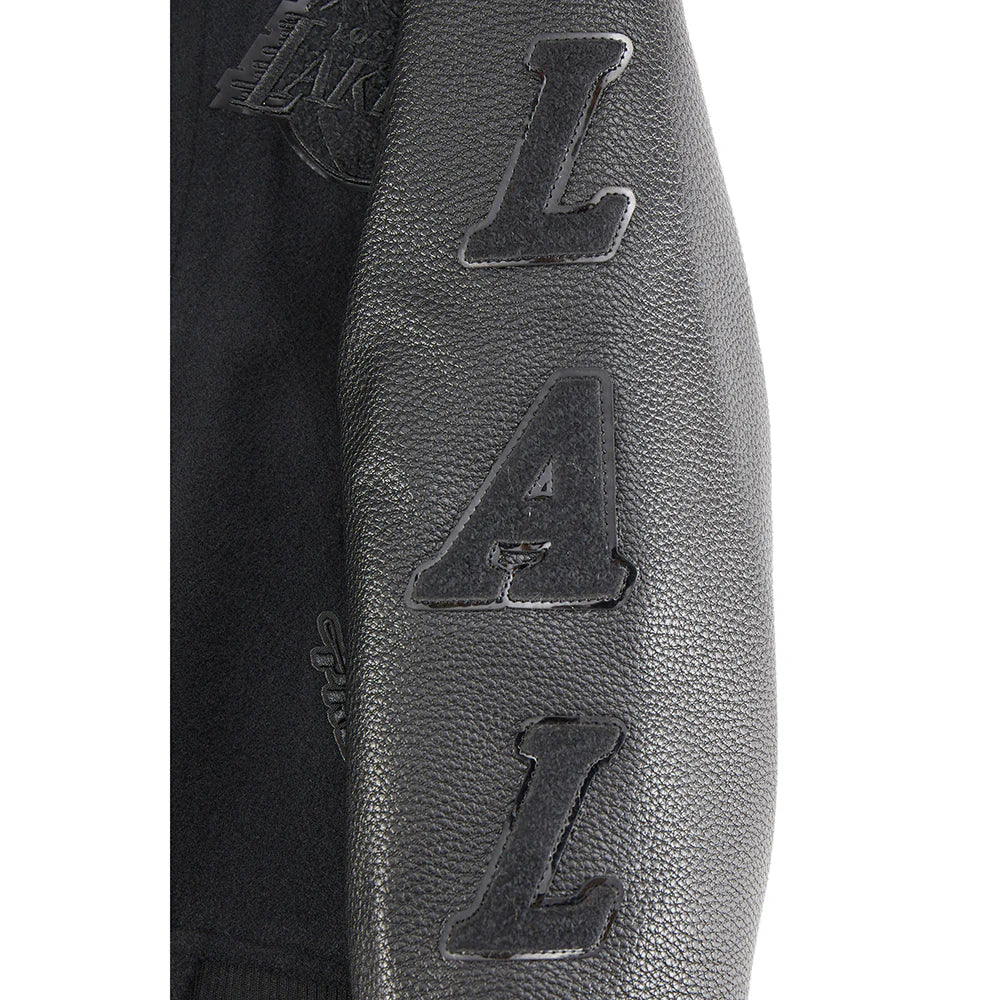 NBA LOS ANGELES LAKERS TRIPLE BLACK TODDLER BOYS WOOL VARSITY JACKET
