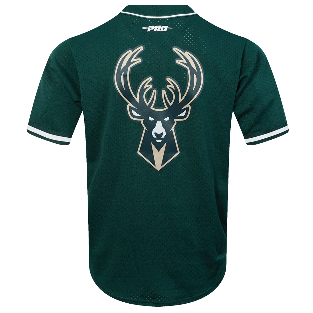 NBA MILWAUKEE BUCKS GIANNIS ANTETOKOUNMPO #34 CLASSIC MESH PNN MEN'S MESH BUTTON DOWN SHIRT