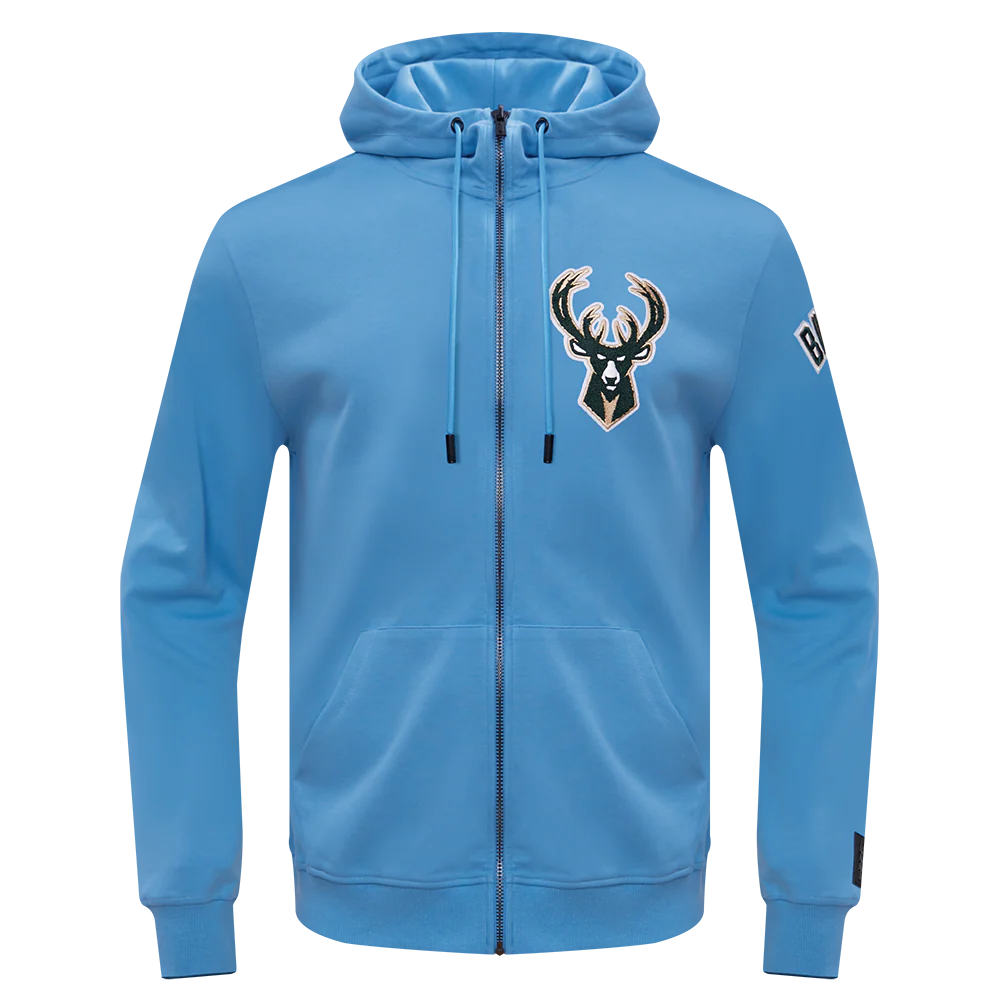 NBA MILWAUKEE BUCKS CLASSIC CHENILLE MEN'S FULL ZIP PULLOVER HOODIE