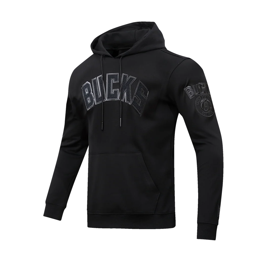 NBA MILWAUKEE BUCKS TRIPLE BLACK LOGO MEN'S PULLOVER HOODIE