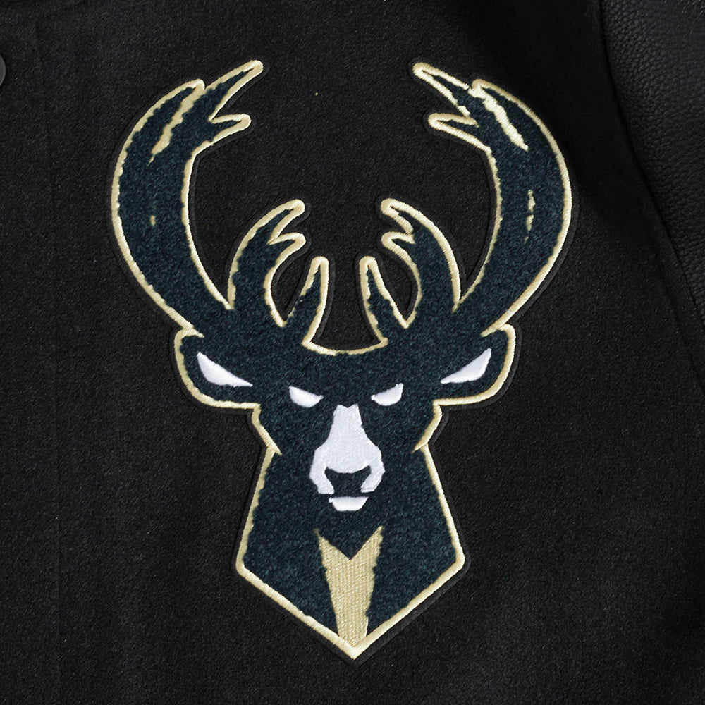 NBA MILWAUKEE BUCKS MASHUP MEN'S RIB WOOL VARSITY JACKET