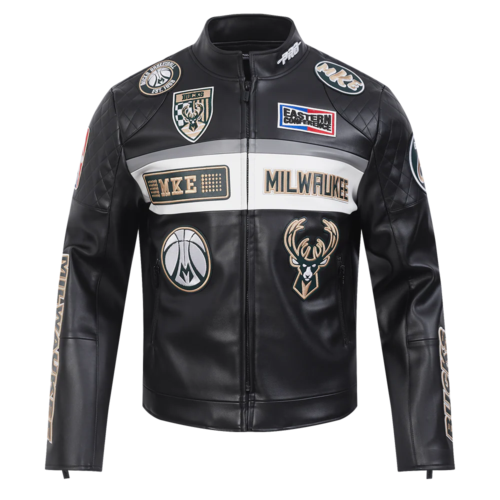 NBA MILWAUKEE BUCKS MEN'S MOTO JACKET