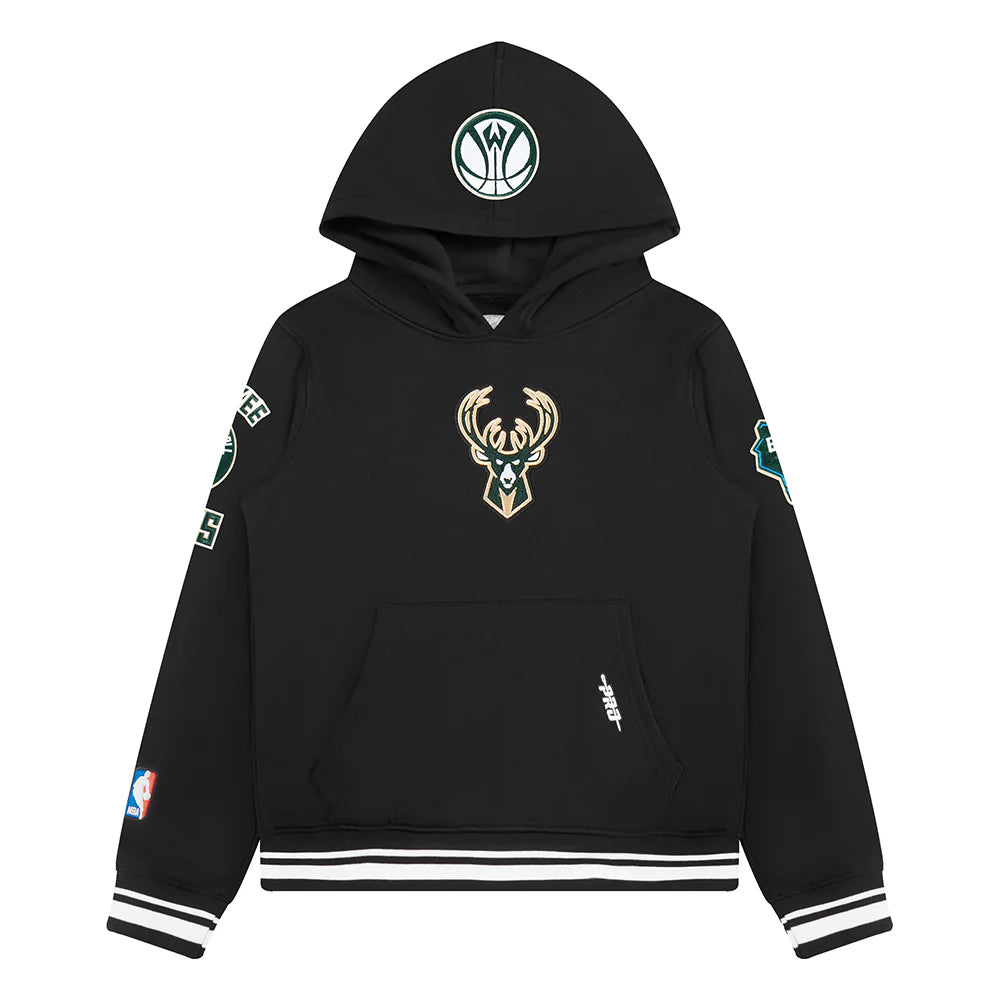 NBA MILWAUKEE BUCKS RETRO CLASSIC BIG BOYS RIB FLEECE PULLOVER HOODIE