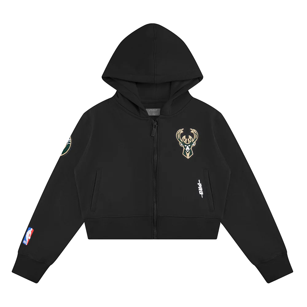 NBA MILWAUKEE BUCKS CLASSIC BIG GIRLS FLEECE FULL ZIP HOODIE