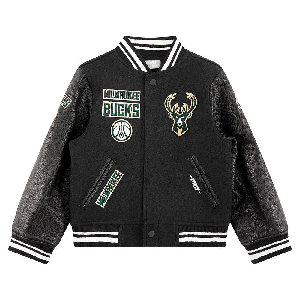 NBA MILWAUKEE BUCKS RETRO CLASSIC LITTLE BOYS RIB WOOL VARSITY JACKET