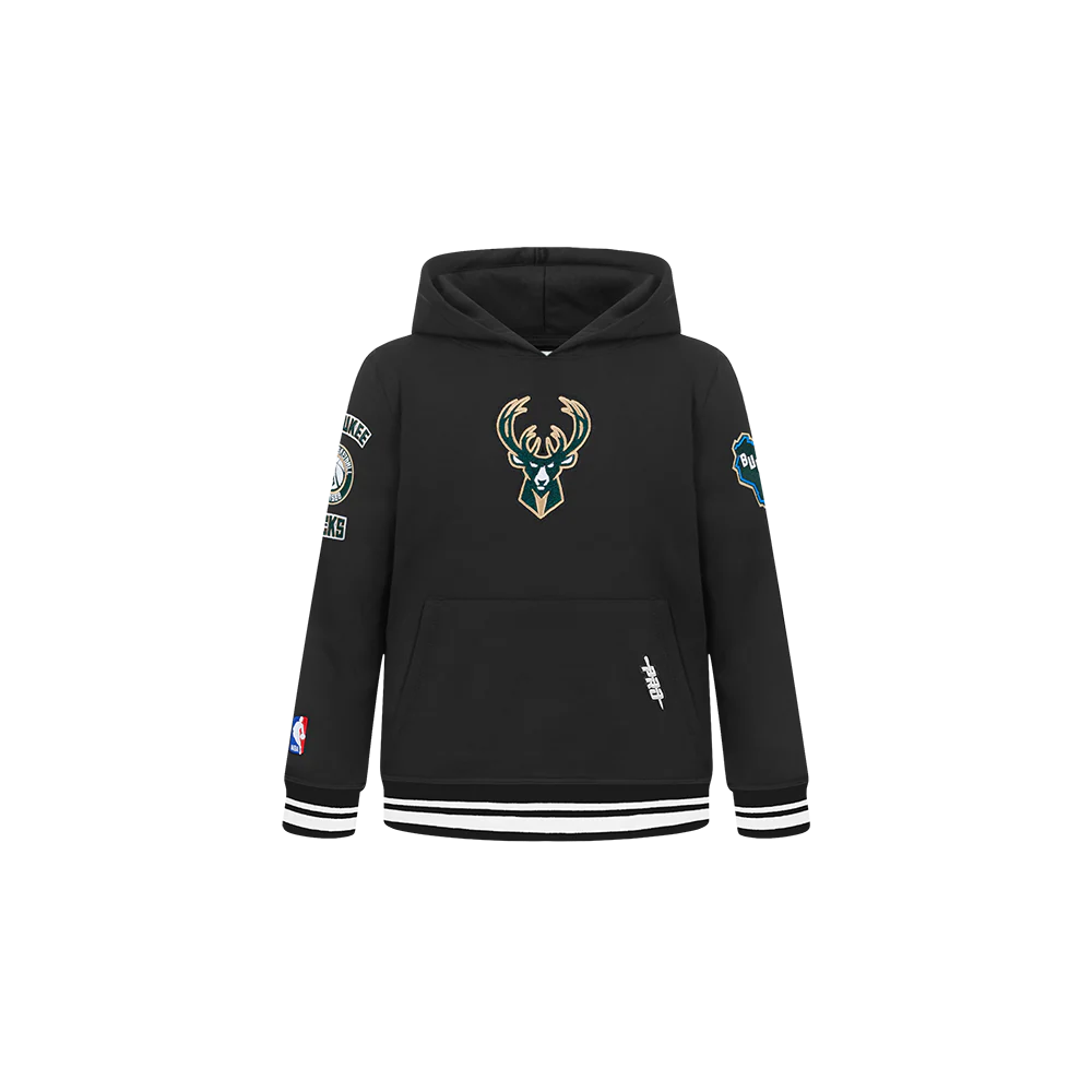 NBA MILWAUKEE BUCKS RETRO CLASSIC TODDLER BOYS RIB FLEECE PULLOVER HOODIE