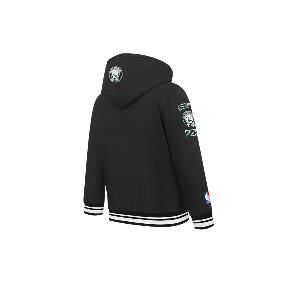 NBA MILWAUKEE BUCKS RETRO CLASSIC TODDLER BOYS RIB FLEECE PULLOVER HOODIE