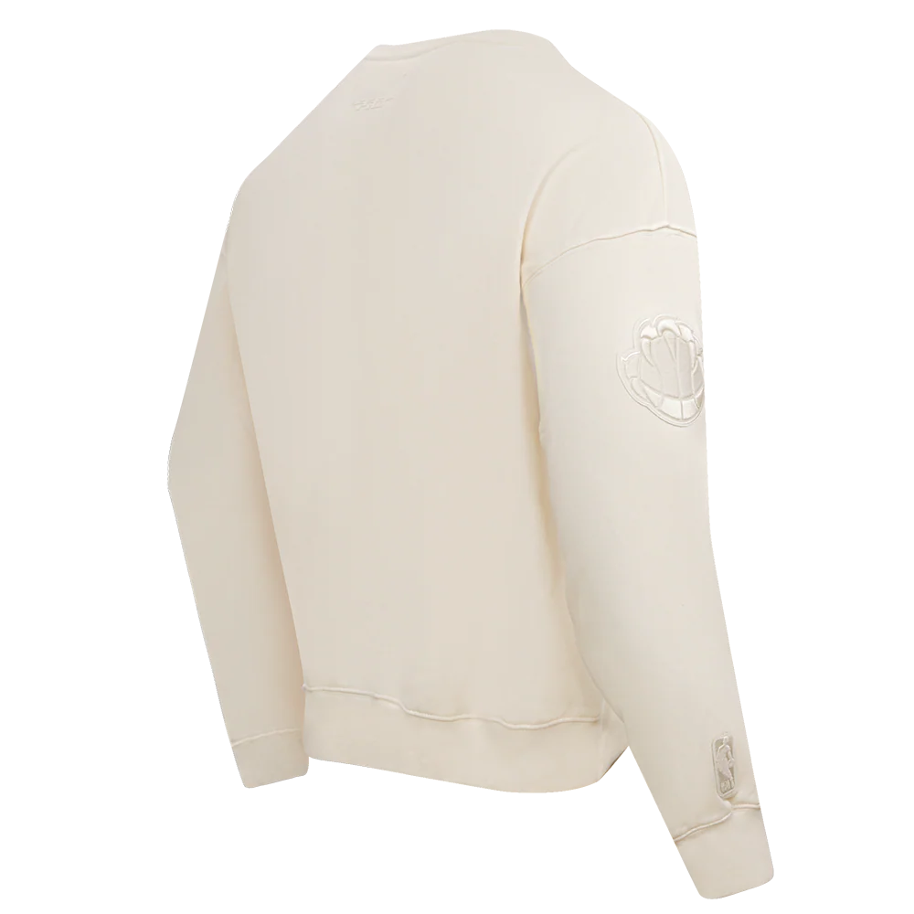 NBA MEMPHIS GRIZZLIES NEUTRAL DROP SHOULDER FLEECE CREWNECK
